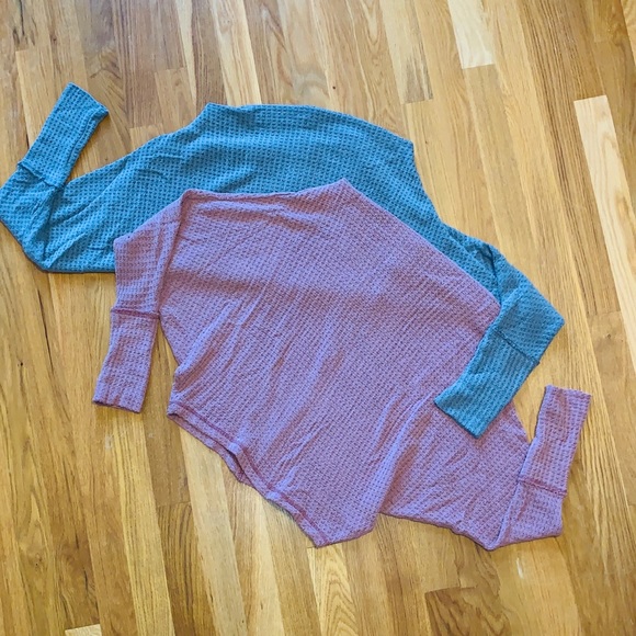 Free People mauve off the shoulder waffle knit top - Picture 4 of 8